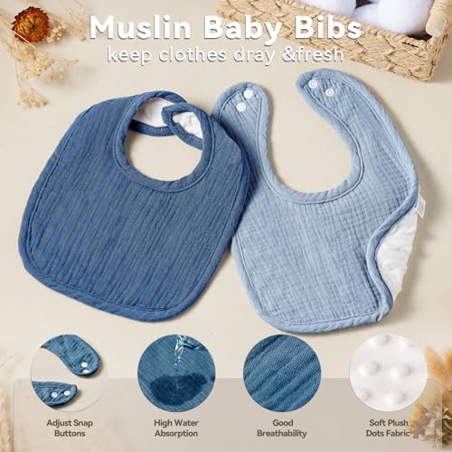 Muslin Baby Bibs for Unisex Boys Girls, Cotton Drool Bibs, Adjustable Newborn - Image 3