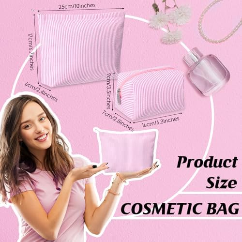 Huhumy 2 Pcs Makeup Bag Set for Women, Thin Stripe - Image 2