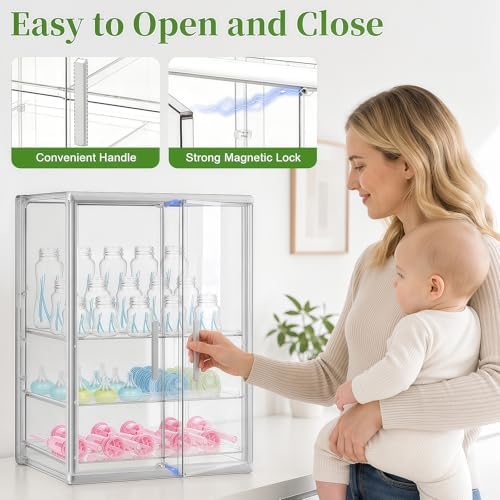 Reinforced Baby Bottle Organizer 3 Tier Baby Bottle Storage Organizer Clear - Image 5
