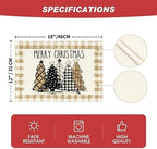 Artoid Mode Watercolor Brown Buffalo Plaid Christmas Trees Placemats Set of 4 - Image 6