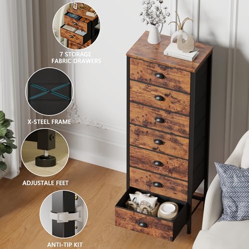 Furnulem Dresser for Bedroom, 7 Drawers Tall Chest of Drawers - Image 5