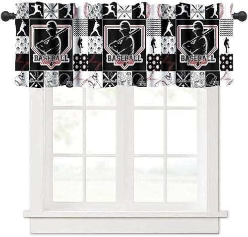 Sports Valance Curtains Boys Teens Baseball Ball Game Patchwork Print Window by Unknown