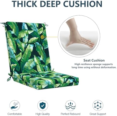 DYTXIII Outdoor High Back Chair Cushions Set of 2, 44x20 in Water Repellent - Image 5