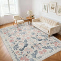 6x9 Area Rugs Boho Floral Washable Living Room Rug Neutral Carpet Nursery by Yidanamy