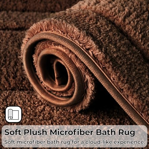 GRANNY SAYS Brown U Shaped Toilet Rug 20" x 24", Non-Slip Bath Mat - Image 6