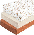 PHF 3 Pack Soft Rainbow Crib Sheets Fitted, Silky Comfy Breathable Baby Sheets by PHF