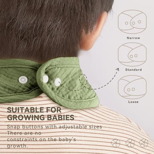 Muslin Baby Bibs for Unisex Boys Girls, Cotton Drool Bibs, Adjustable Newborn - Image 4
