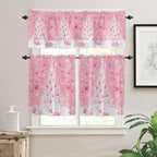 Pink Christmas Kitchen Curtains and Valances Set - Image 3