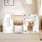 Custom Crib Bedding Set for Girls Gifts Highland Cow Design Color24 by Duckbe