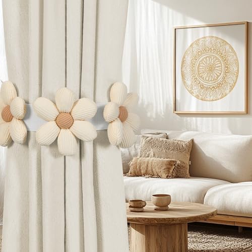 KLOGTSIND Flower Curtain Tiebacks, Decorative Curtain Holdbacks No Drill - Image 2