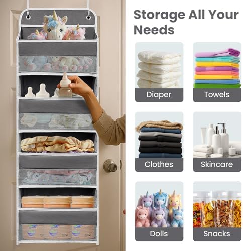 Over The Door Organizer 4 Shelves & 4 Side Pockets, Large Storage Rack - Image 6