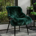 Genuine Real NZ Sheepskin Area Rug Fluffy Lambskin Fur Dark Green 2x 3.2ft by Unknown