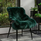 Genuine Real NZ Sheepskin Area Rug Fluffy Lambskin Fur Dark Green 2x 3.2ft by Unknown