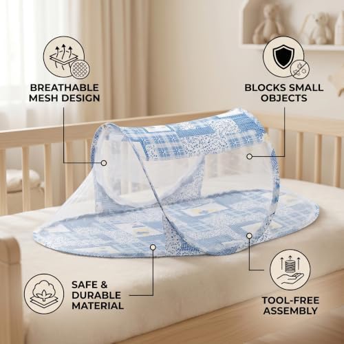 Baby Crib Net Tent, Zipper Closure Folding Portable Breathable Baby Bed Net - Image 2