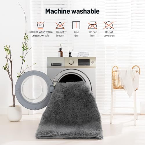 Amazon Basics Fluffy Washable Area Rug, Bedside Shaggy Carpet - Image 6