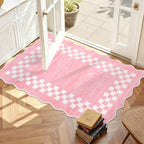 GarveeHome Small Washable Scallopd Area Rug 2x3 Modern Checkered Entry Rug - Image 2