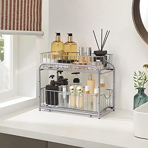 SONGMICS 2-Tier Pull Out Cabinet Organizers, Under Sink Organizer, Bathroom - Image 4