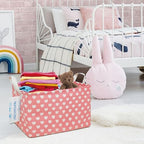 Rectangular Collapsible Storage Basket Nursery Organizer Pink Heart - Image 6