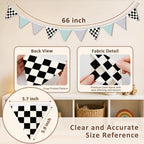 Race Car Room Decor Banner Black and White Checkered Garland Flags - Image 3