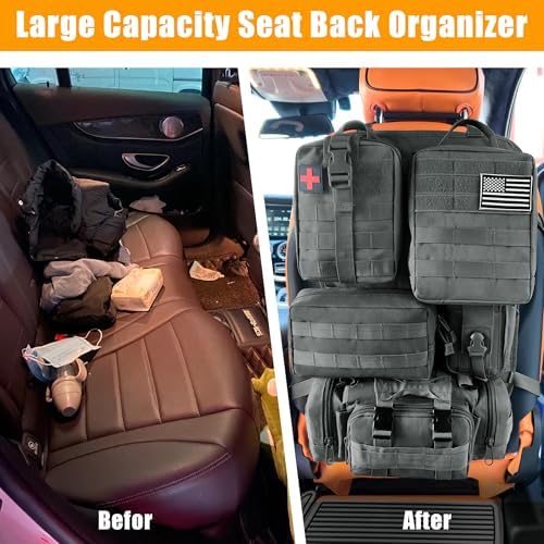 6 Pack Tactical MOLLE Car Seat Back Organizer - Image 3
