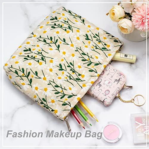 Makeup Bags for Purse Zipper Cosmetic Pouch Large Travel Canvas Make Up - Image 4
