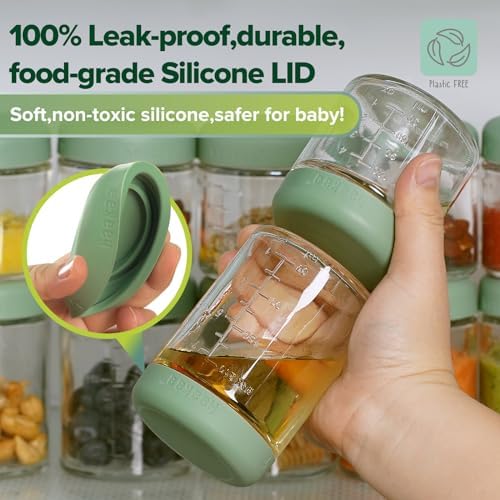 haakaa Baby Food Storage Containers Set, 100% Leak-Proof Glass Baby Food Jars - Image 3
