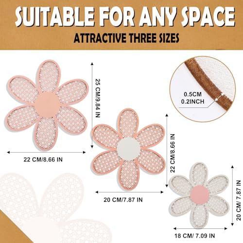 Maitys 3 Pcs Boho Daisy Flower Wall Decor Nursery Art, Rustic Color - Image 2