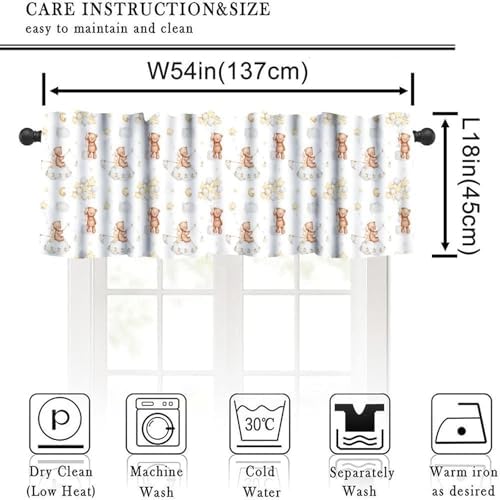 Cartoon Bears Valance Curtains Cute Lovely Bear Star Cloud Ballon Pastel Window - Image 2