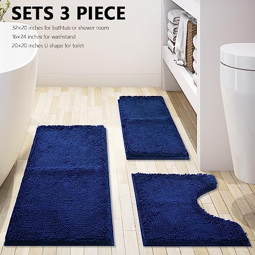 Bathroom Rugs Chenille 3-Piece Extra Soft and Absorbent Shag Bathroom Rugs - Image 3