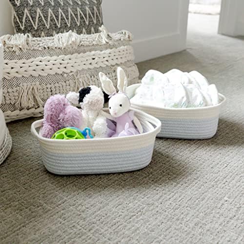 NaturalCozy 5-Piece Rectangle Storage Basket Set- Natural Cotton Rope Woven - Image 3