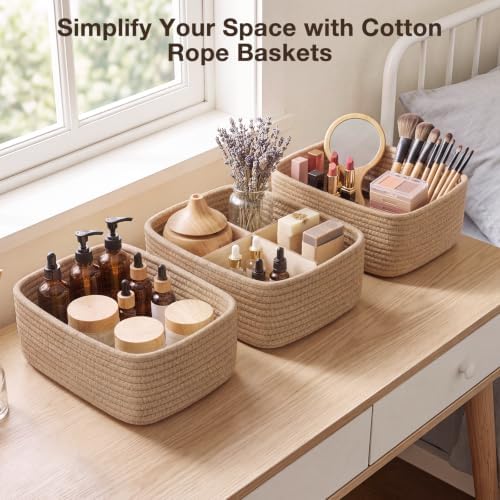 3 Pack Small Baskets for Organizing, Woven Storage Baskets for Shelves - Image 6