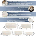 NaturalCozy 5-Piece Rectangle Storage Basket Set- Natural Cotton Rope Woven - Image 2