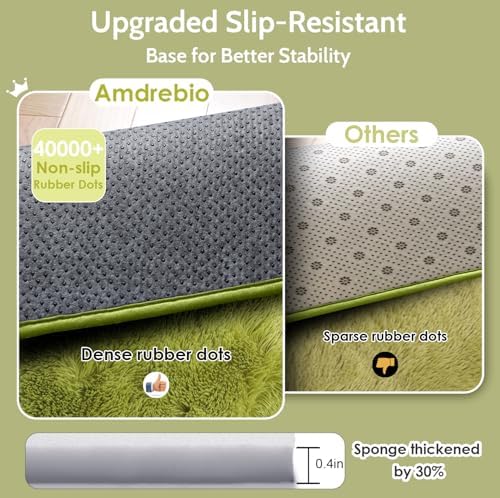 Amdrebio Grass Green Plush Area Rug 5x7 - Image 6