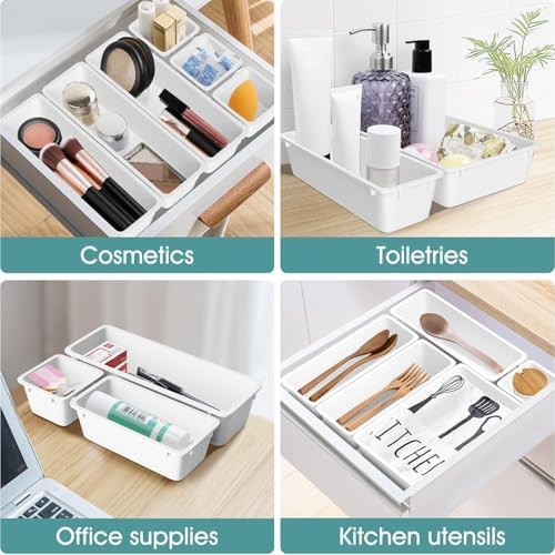 25 PCS Plastic Drawer Organizer Set, Makeup Organizers and Storage Bins - Image 4
