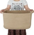 XUANGUO Large Rectangle Woven Jute Rope Storage Basket 22"x17"x12" by XUANGUO