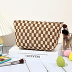 SOIDRAM 2 Pieces Makeup Bag Large Checkered Cosmetic Bag Capacity Canvas Travel - Image 7
