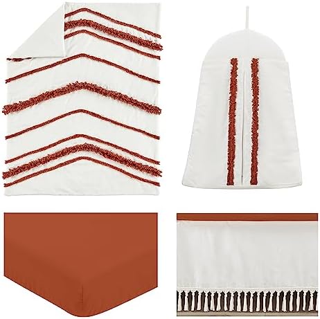 Sweet Jojo Designs Orange Boho Bohemian Girl boy Baby Crib Bedding Set Infant - Image 2