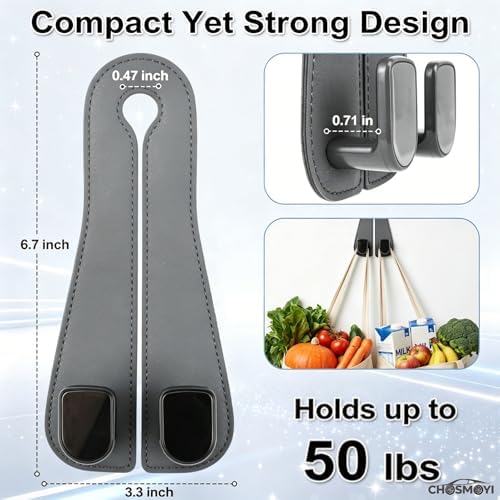Leather Car Bag Hooks, 2 Pack Headrest Hooks - Image 3