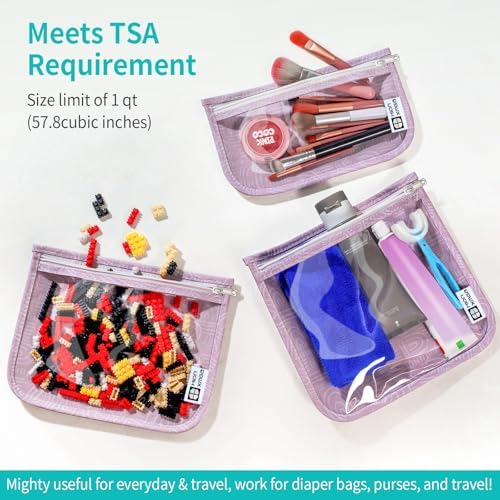 HIONXMGA Set of 3 Clear Travel Toiletry Bag, TSA Approved, Quart Size S/M/L - Image 3
