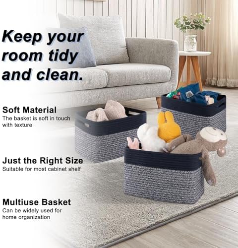 4 Pack Storage Baskets for Organizing, Woven Baskets for Shelves - Image 3
