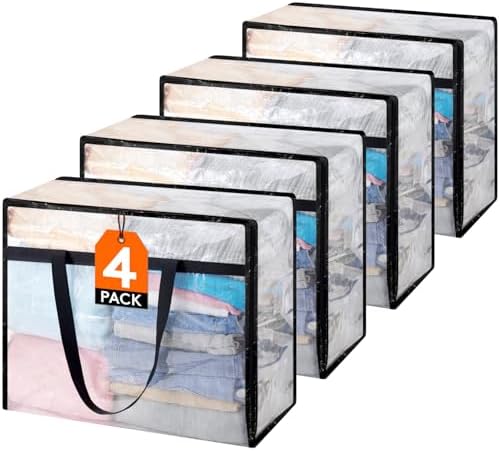 Lifewit 4 Pack Clear Storage Bags, 45L Clothes Organizer by Lifewit