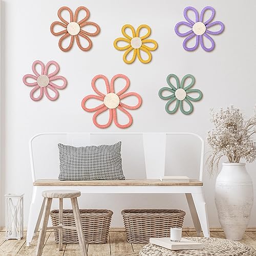 Barydat 6 Pcs Boho Nursery Decor Daisy Flower Wall Decor - Image 5