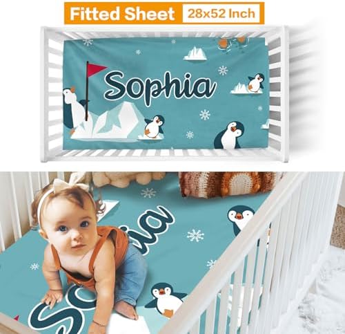 Custom Crib Bedding Set for Boys Girls Gifts Penguin Design Color15 - Image 3