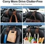 2 Pack Leather Car Headrest Hooks, Heavy Duty Double Car Hooks - Image 6