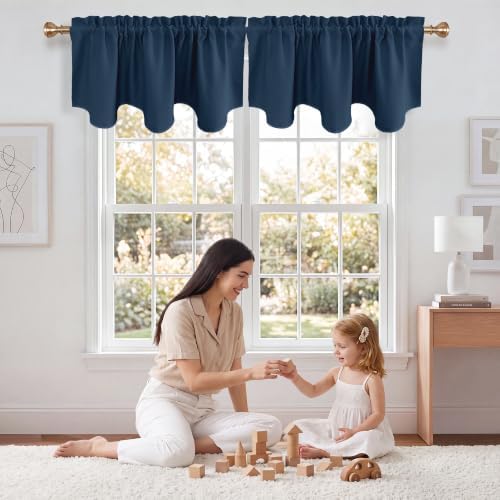 NICETOWN Navy Kitchen Valance for Windows Decoration for Apartment Bathroom by NICETOWN