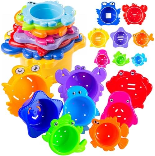 Bath Stacking Cups – 8-Piece Beach, Pool & Sand Toy Set – BPA-Free, Easy-Drain - Image 6