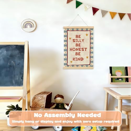 Kids Room Decor, Boy Nursery Decor Boho Retro Classroom Framed Poster, Be Silly - Image 2