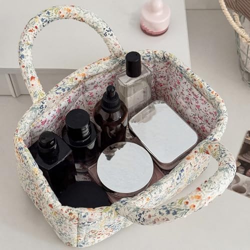 Small Storage Basket Organizer, Mini Fabric Floral Storage Baskets - Image 3