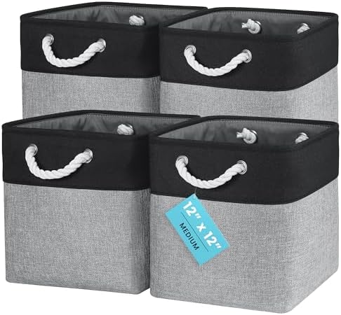 OrganiHaus 12x12 Cube Storage Bins, Rope Handles by OrganiHaus