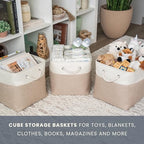 OrganiHaus 11x11 Cube Storage Bins, Rope Handles - Image 5